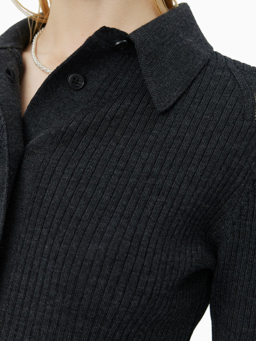 Knitted Rib Shirt Washed Graphite