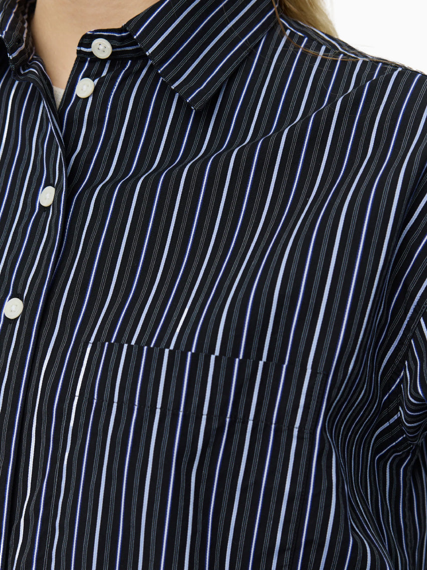 New Format Shirt Black Office Stripe