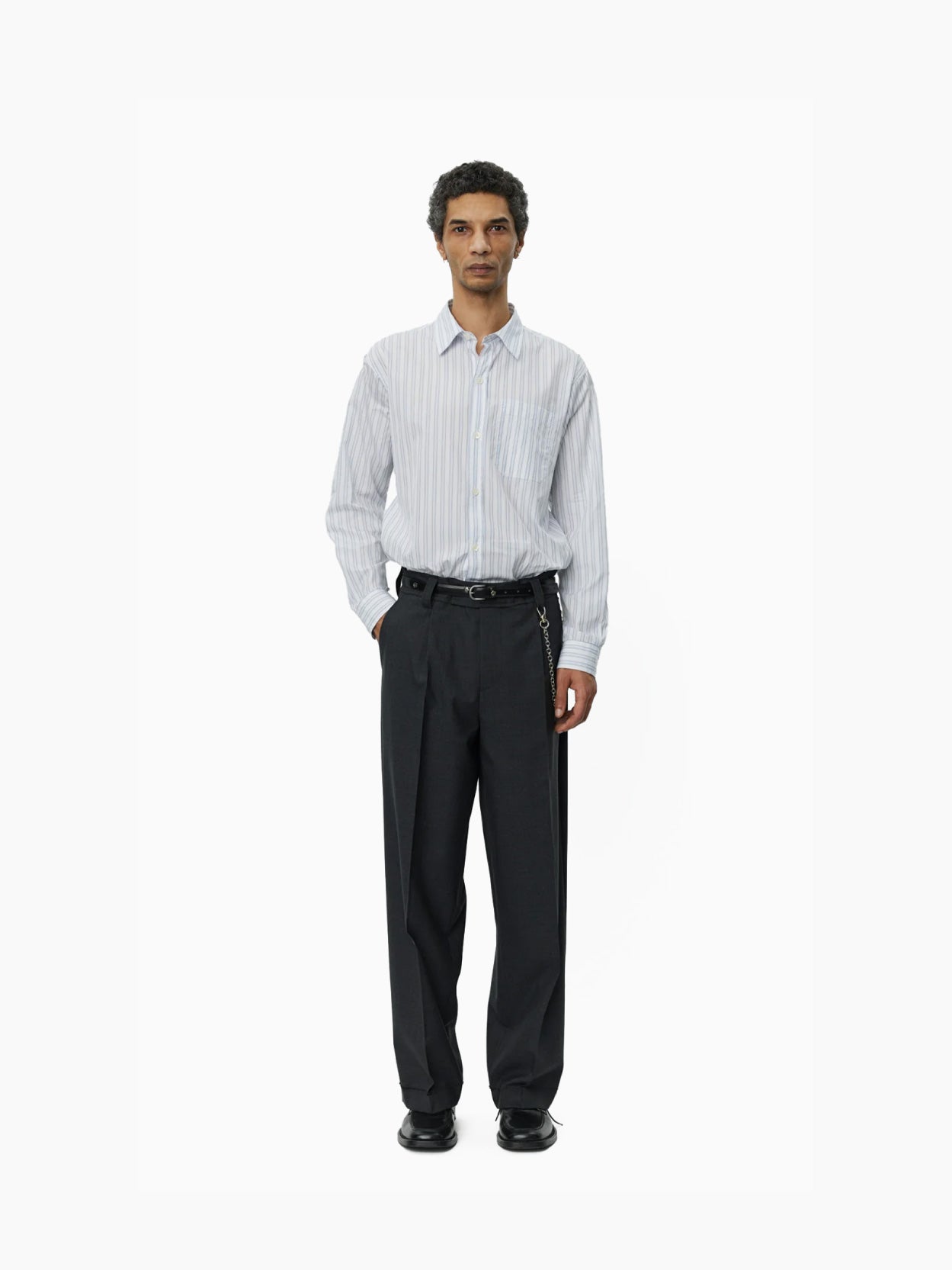 Patch Trousers Grey Worsted Wool