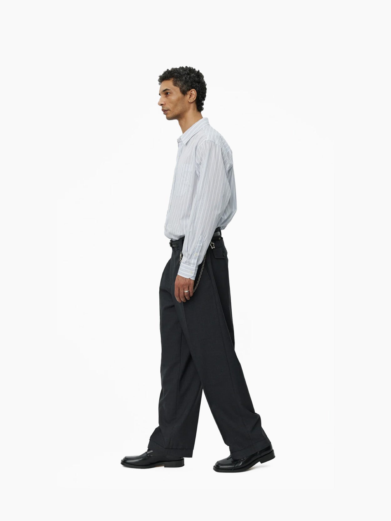 Patch Trousers Grey Worsted Wool