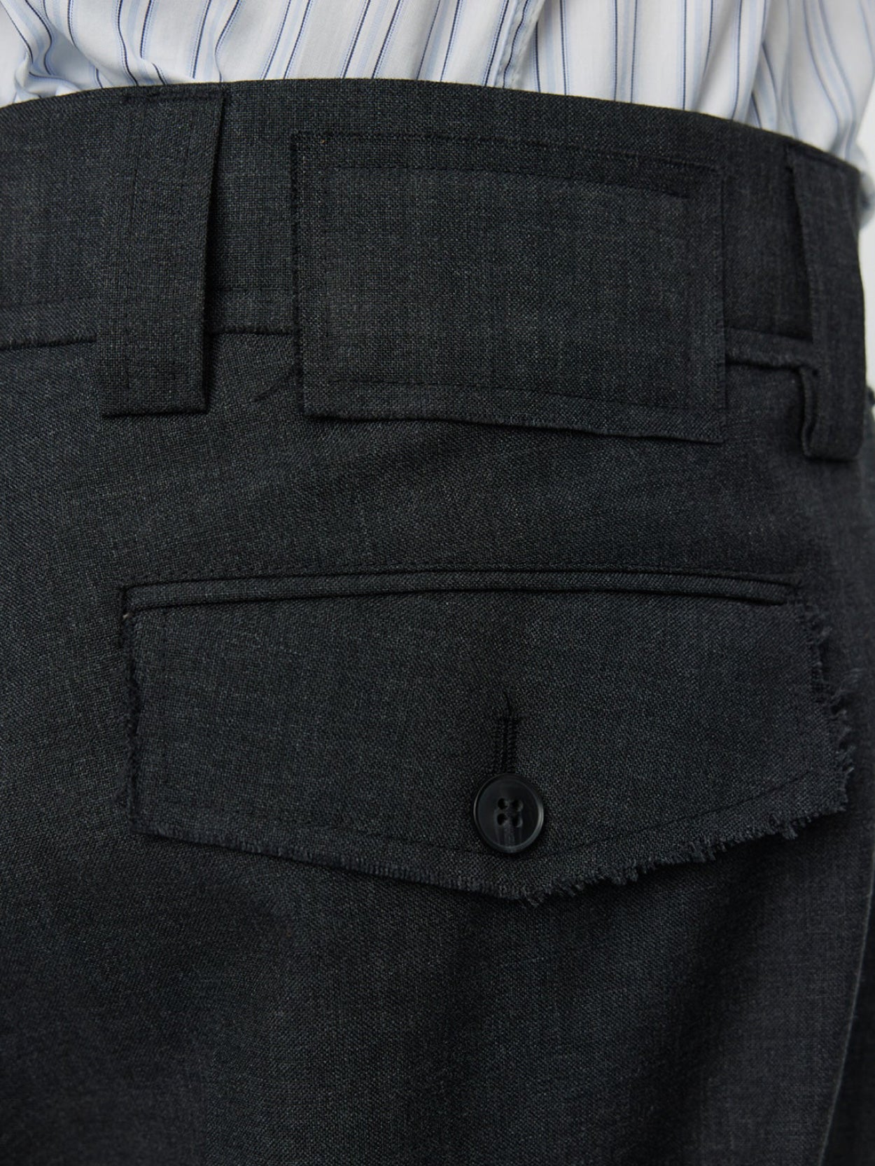 Patch Trousers Grey Worsted Wool