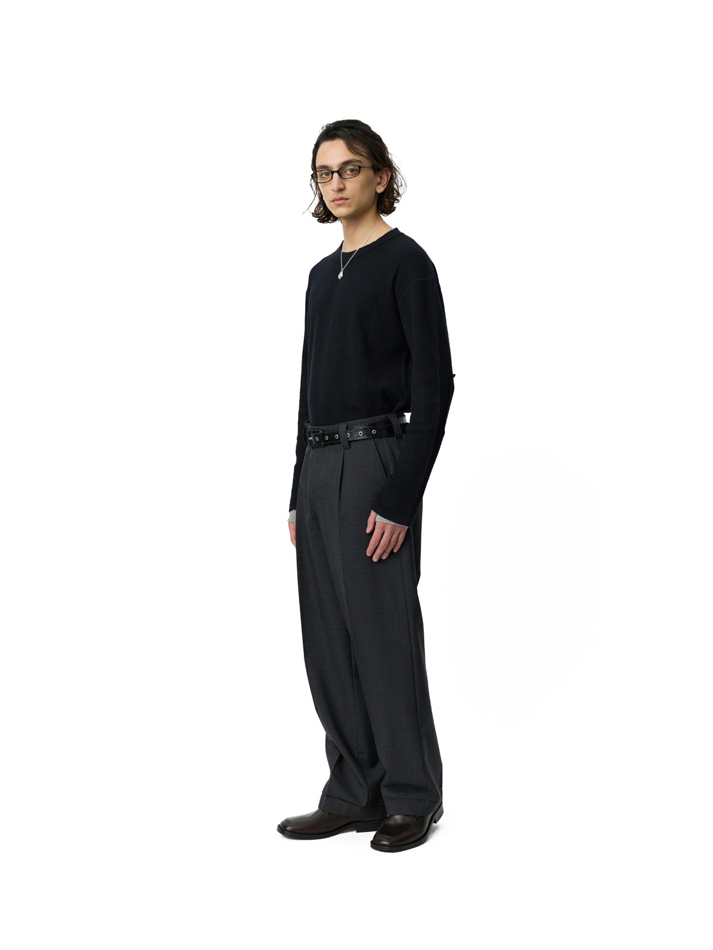 Patch Trousers Dark Grey Dry Wool