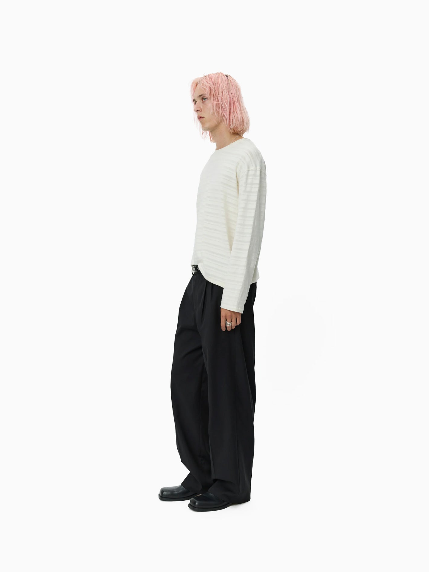 Round Neck Sweater Off White Stripe