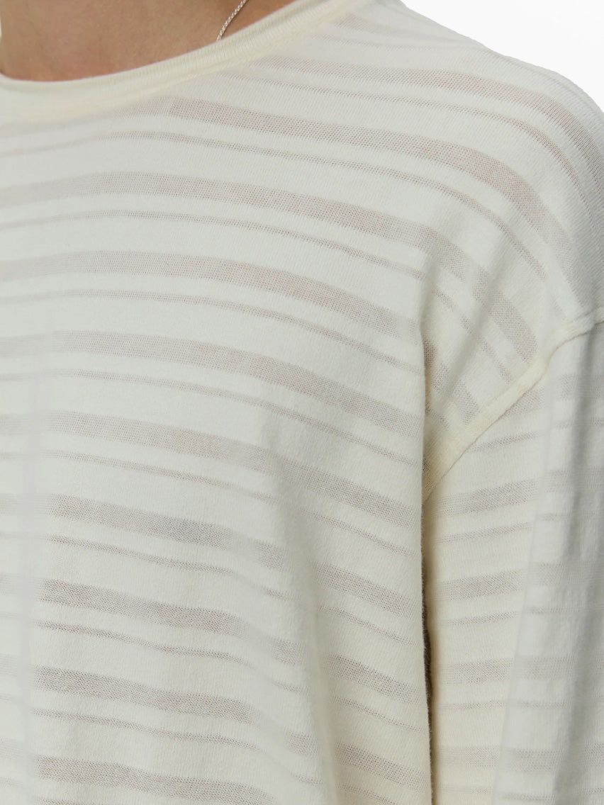 Round Neck Sweater Off White Stripe