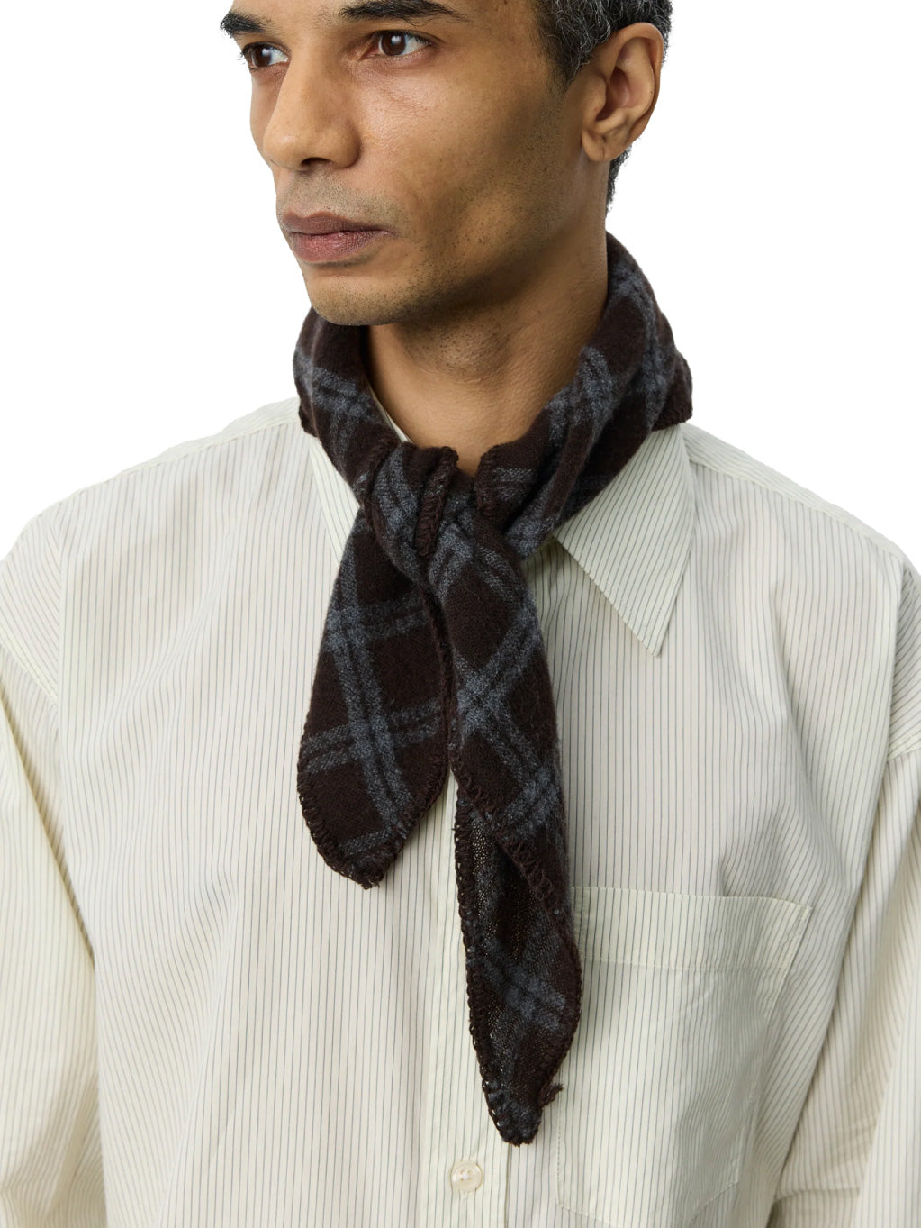 Triangle Scarf Brown Grey Check