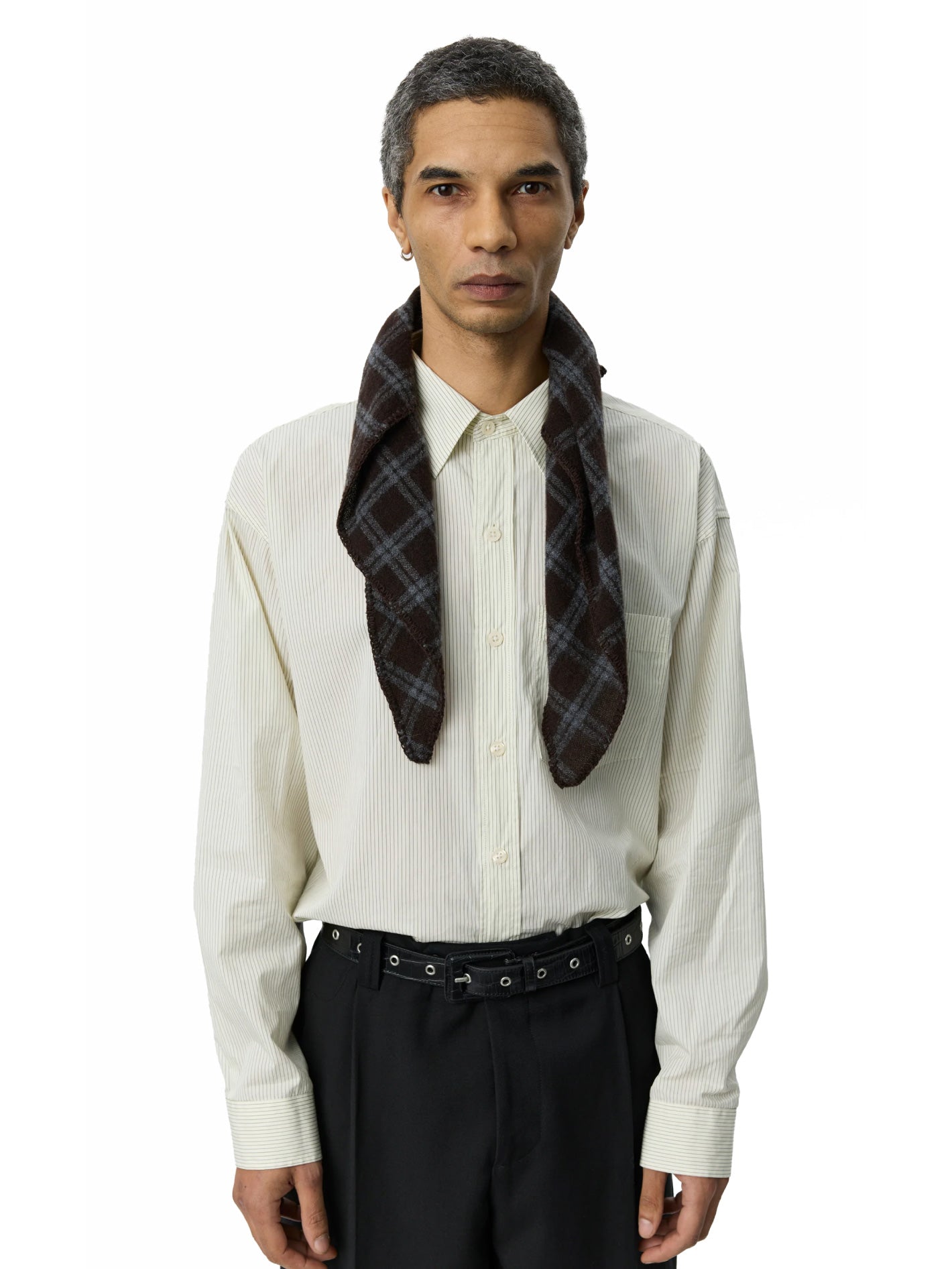 Triangle Scarf Brown Grey Check