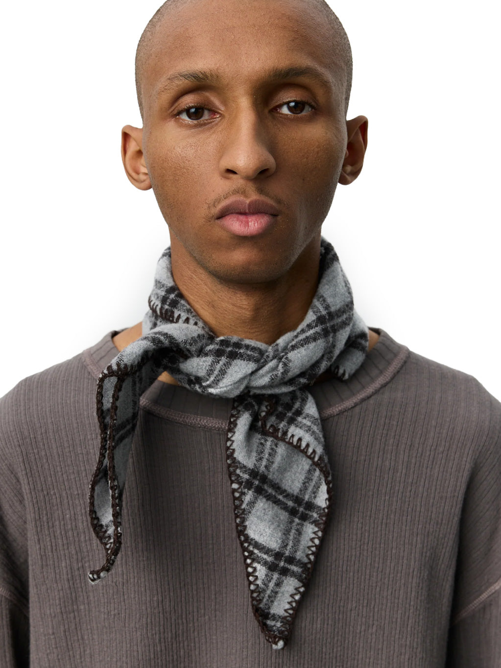 Triangle Scarf Ash Brown Check