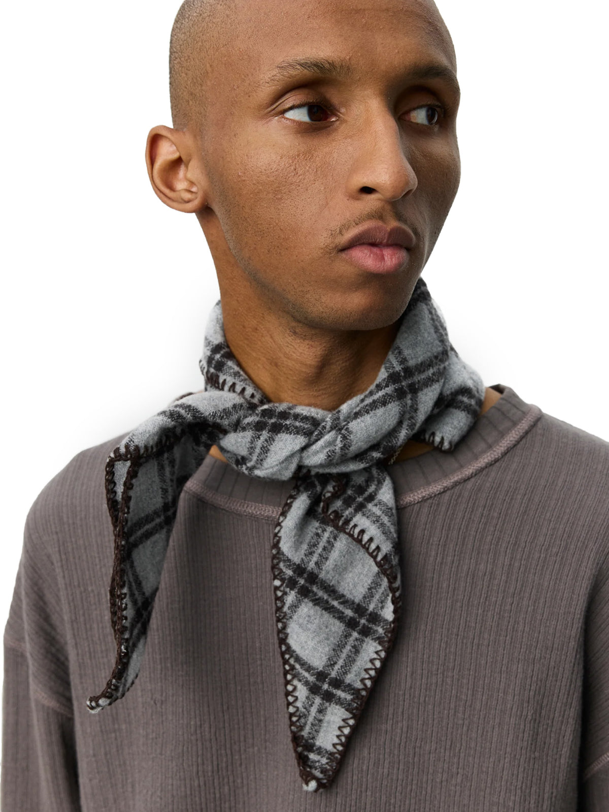 Triangle Scarf Ash Brown Check