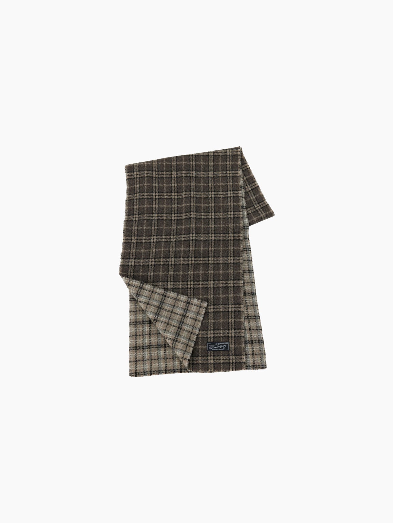 Wool Scarf Brown Double Face Check