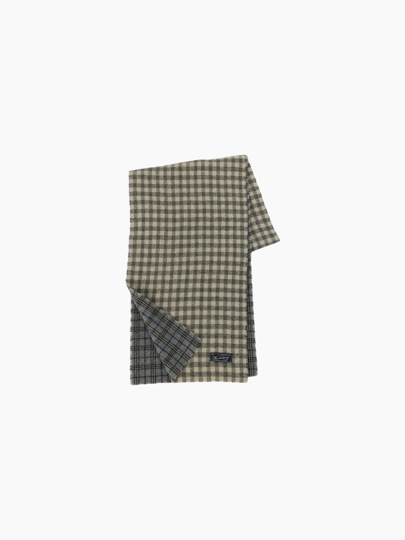 Wool Scarf Grey Double Faced Check