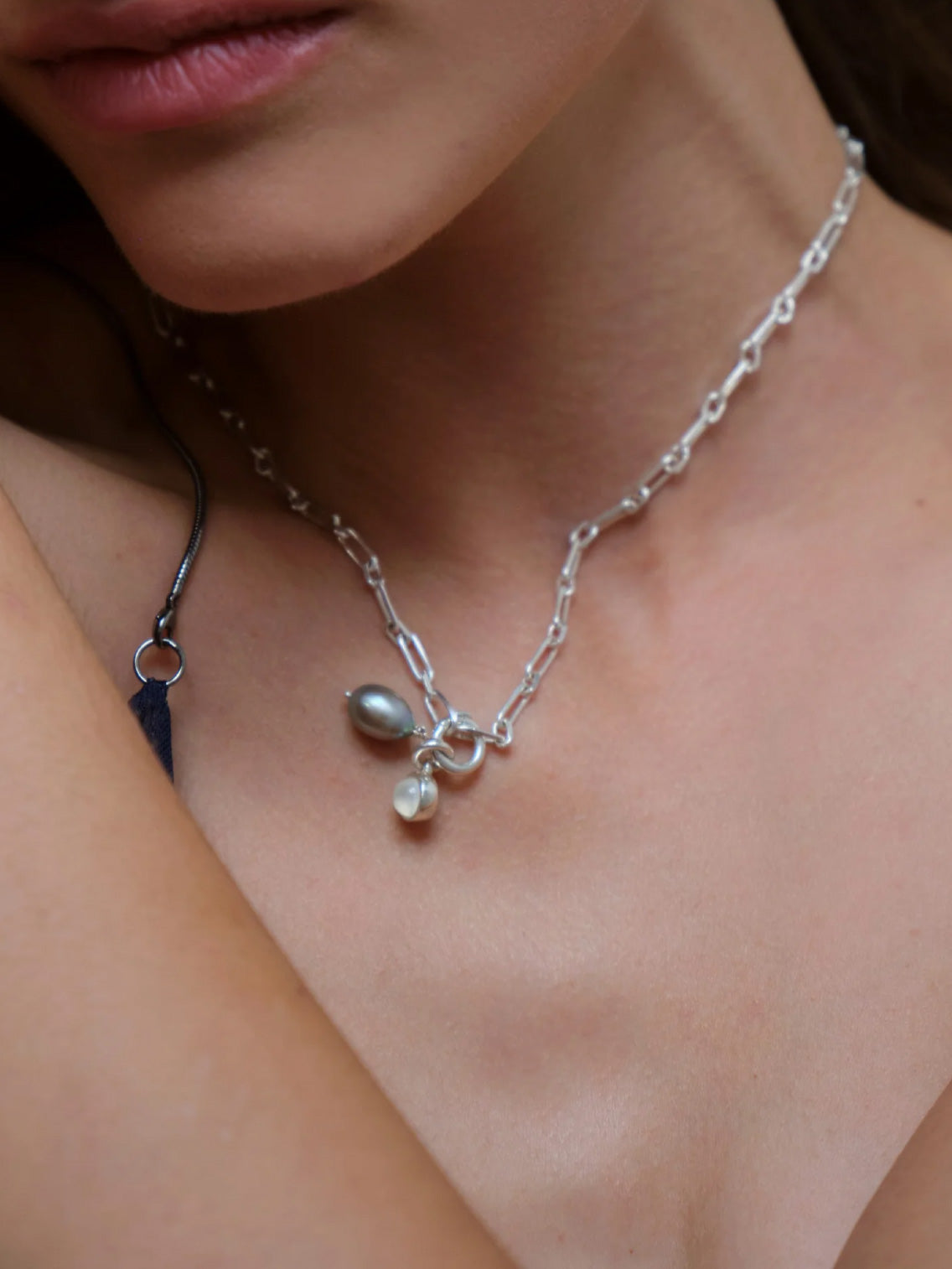 Medium Square Chain Necklace with Charms