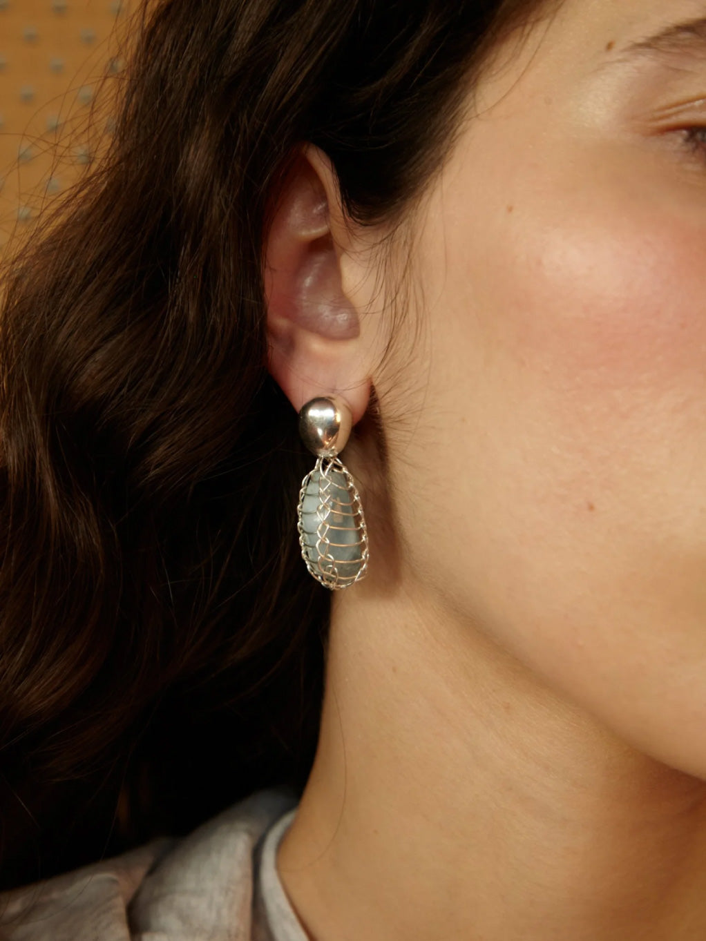 Woven Aquamarine Earrings