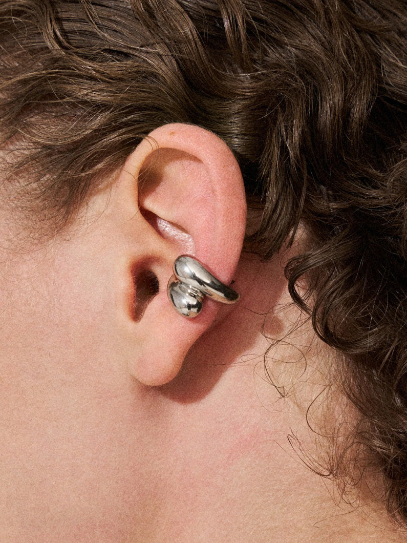 Blow Up Helix Ear Cuff Silver