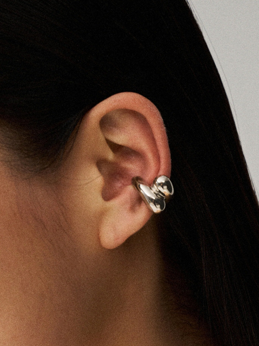 Blow Up Helix Ear Cuff Silver