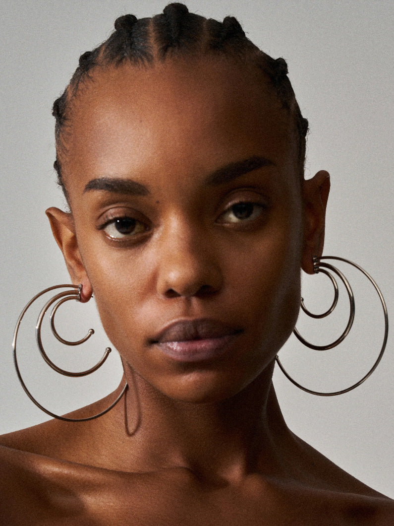 Pierced Solar Hoops Silver