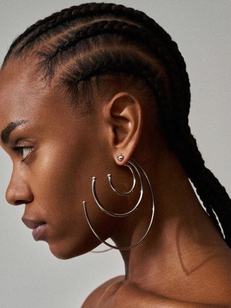 Pierced Solar Hoops Silver