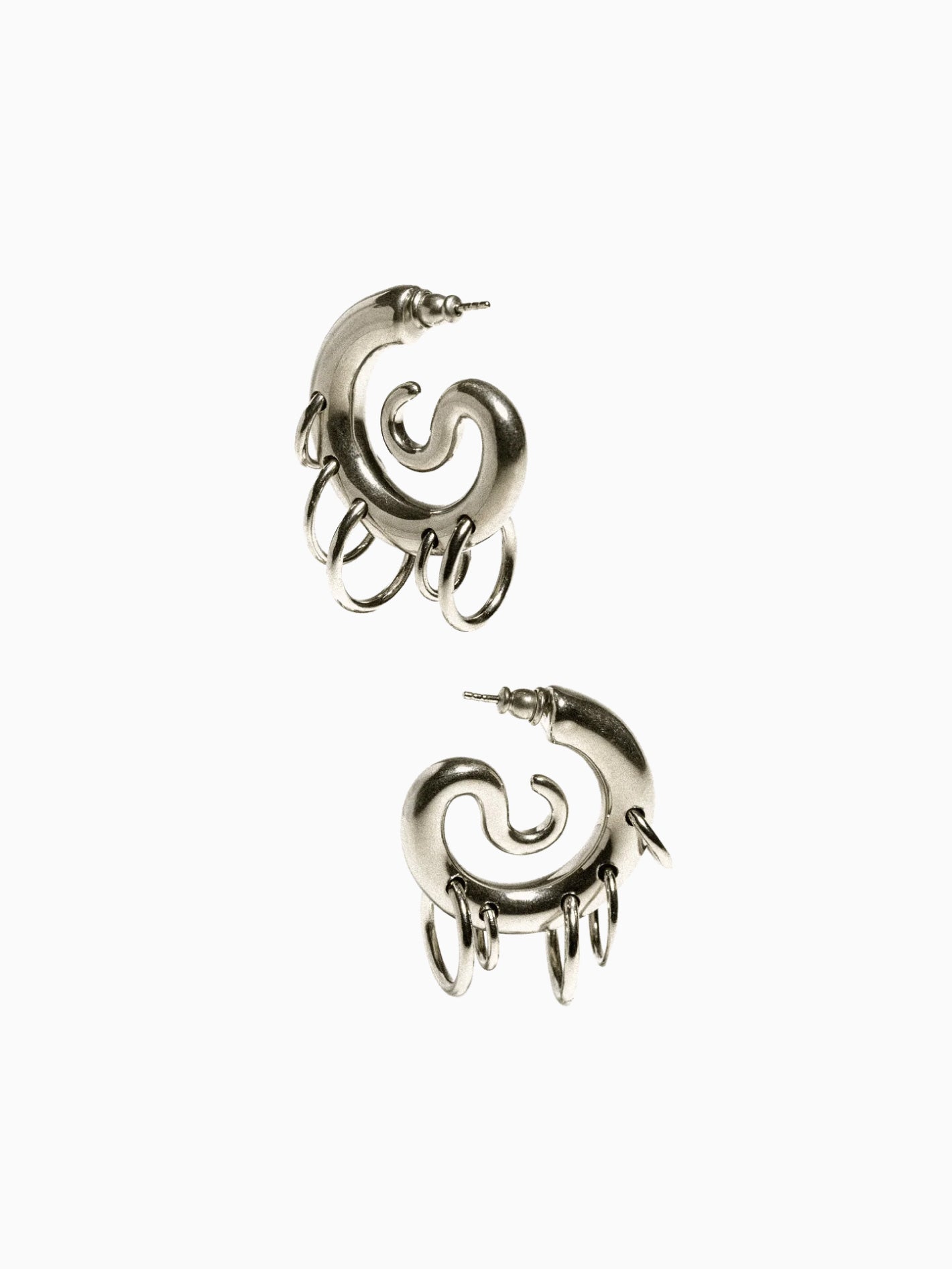Pierced Serpent Hoops Silver