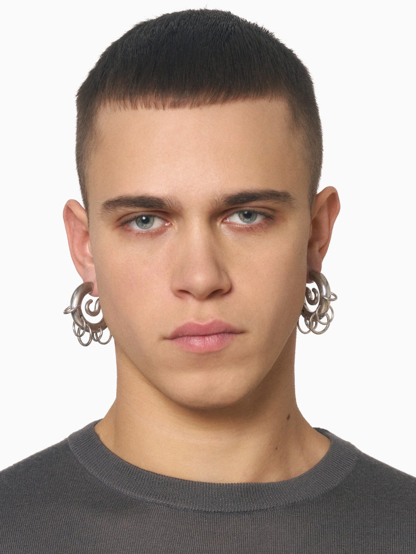 Pierced Serpent Hoops Silver