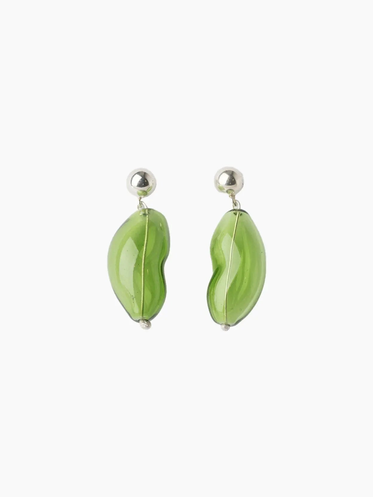 Pepita Glass Earrings Small Green Nathalie Schrekenberg
