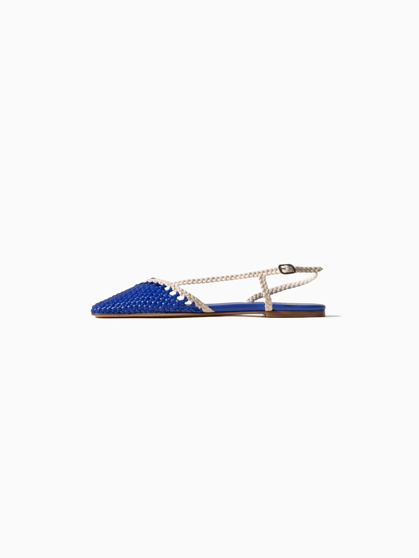 Rondaia Woven Asymmetrical Sandal Blue
