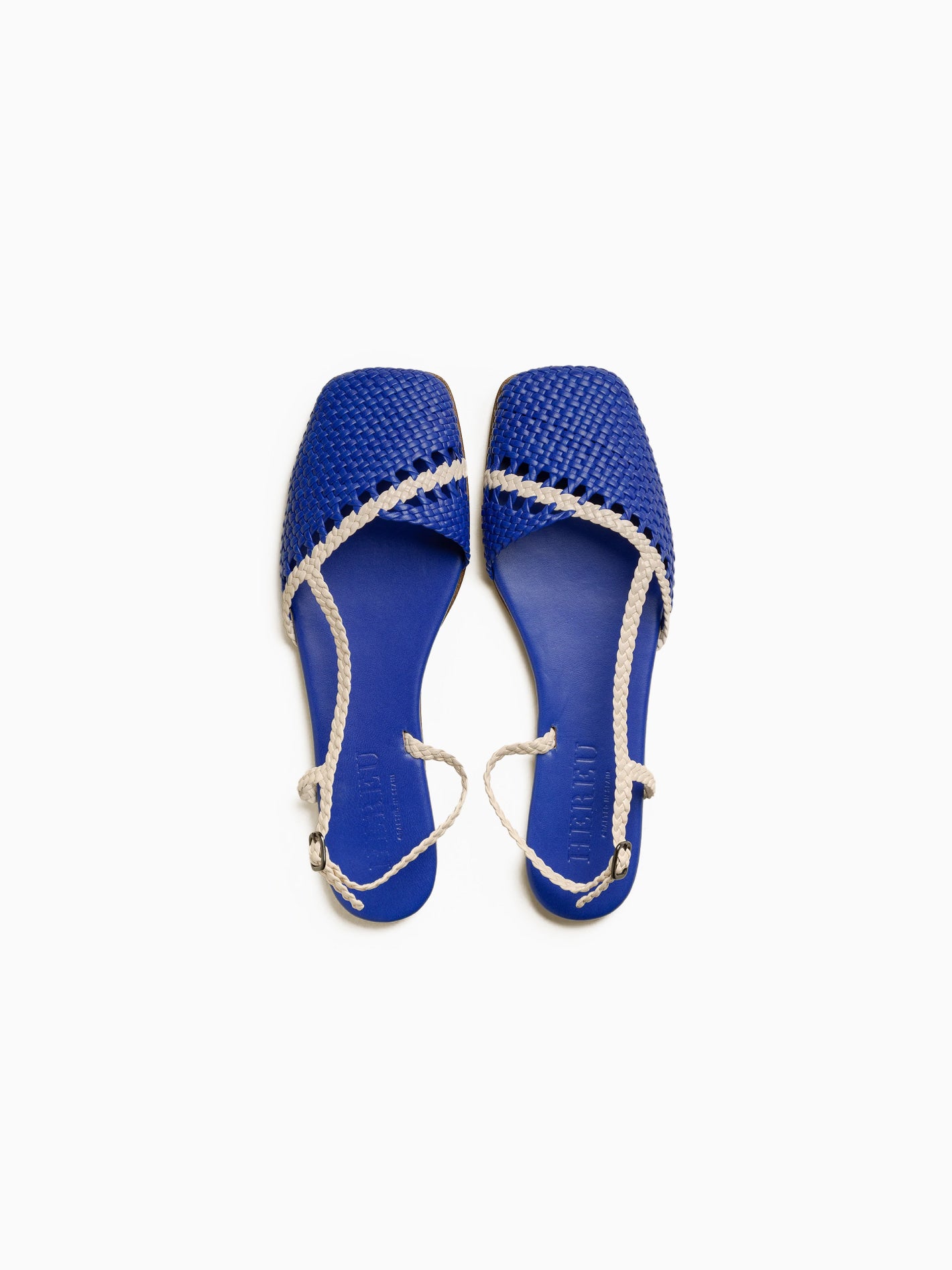 Rondaia Woven Asymmetrical Sandal Blue