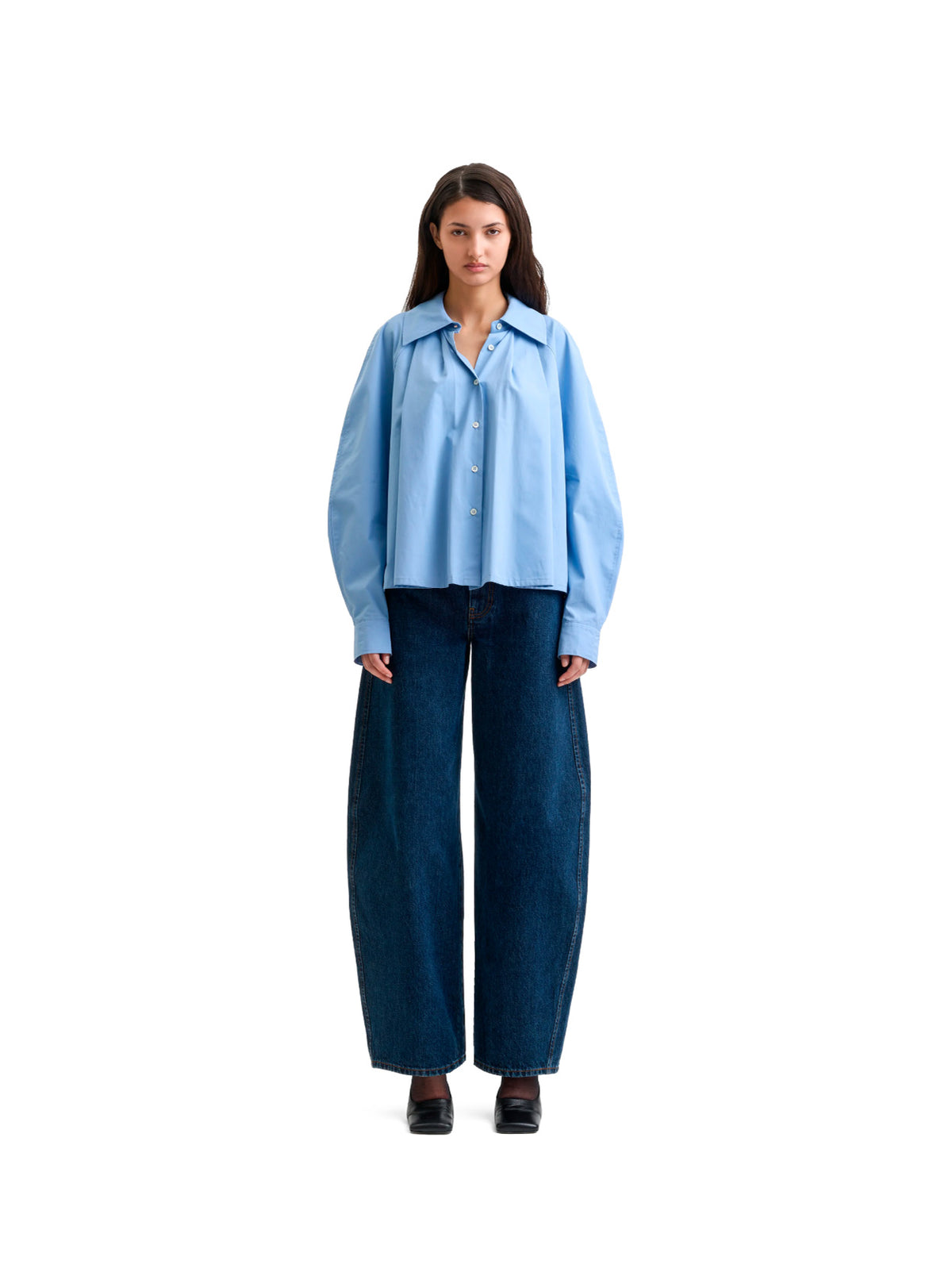 Pleated Shirt Light Blue