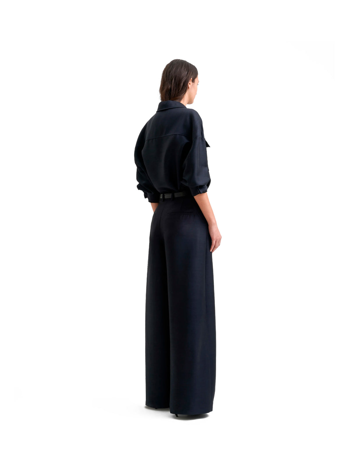 Pleated Wide Trousers Dark Navy