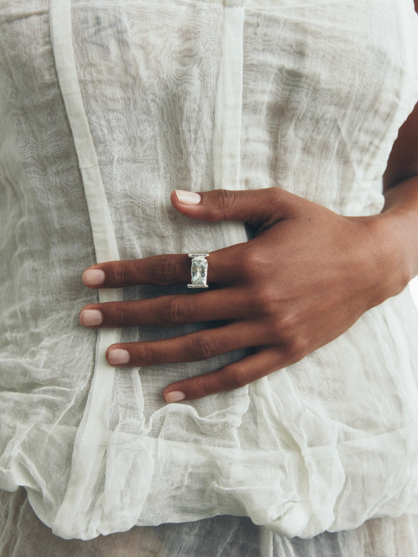 Abril Silver Clear Ring