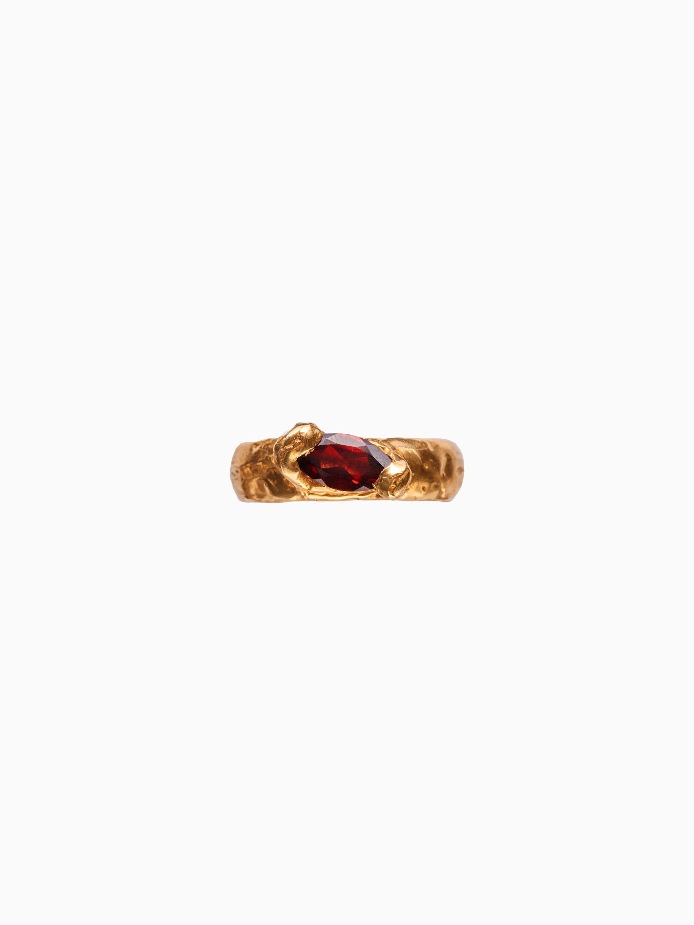 Enero Gold Pleated Red Ring
