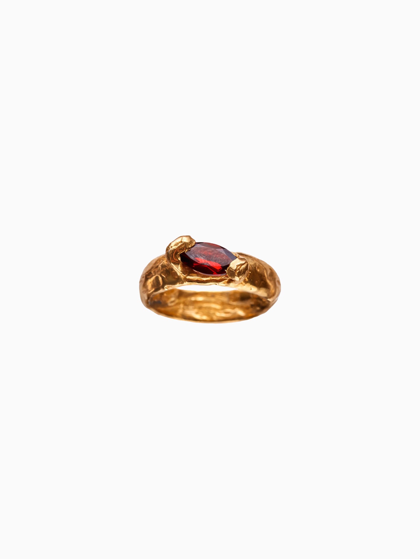 Enero Gold Pleated Red Ring