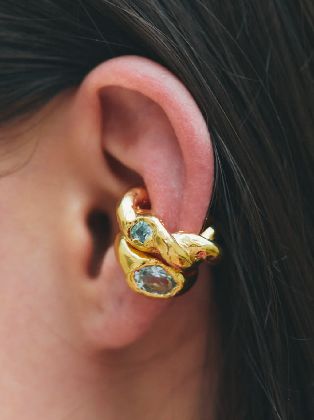 Faro Blue Gold Plated Earcuff