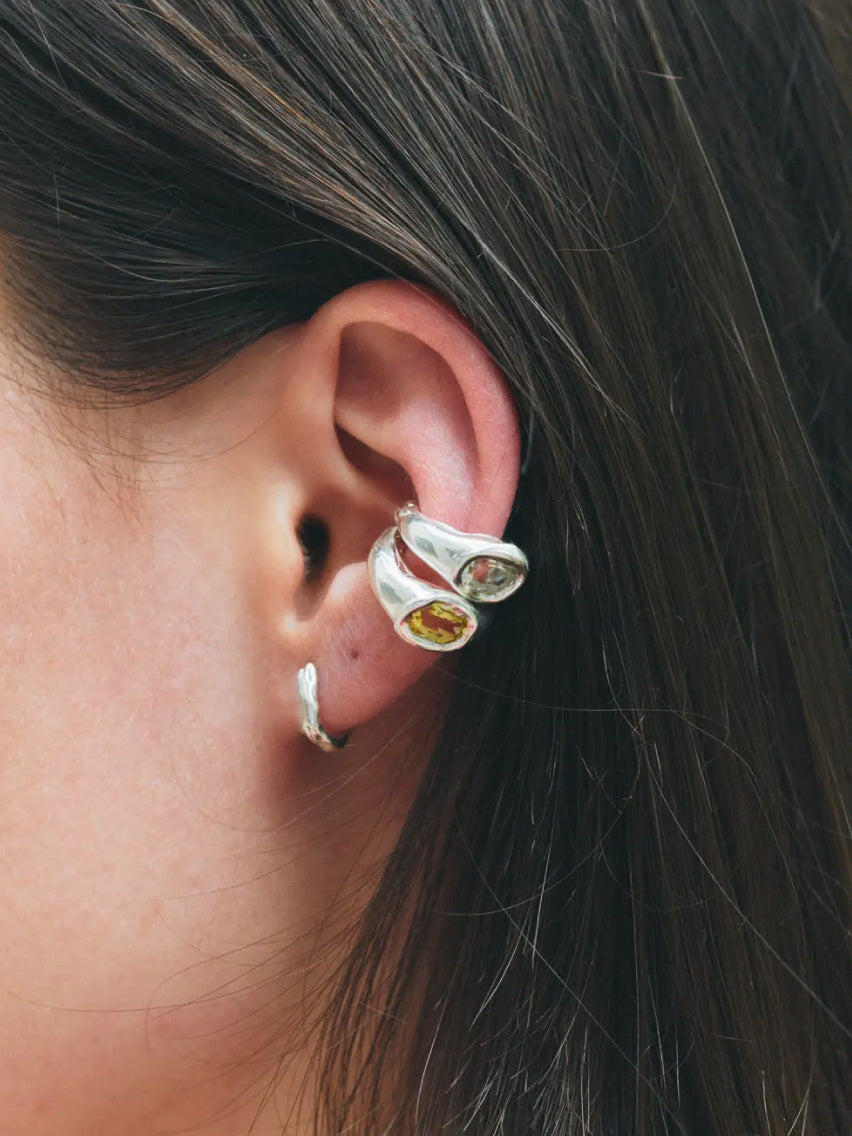 Faro Silver Blue Earcuff