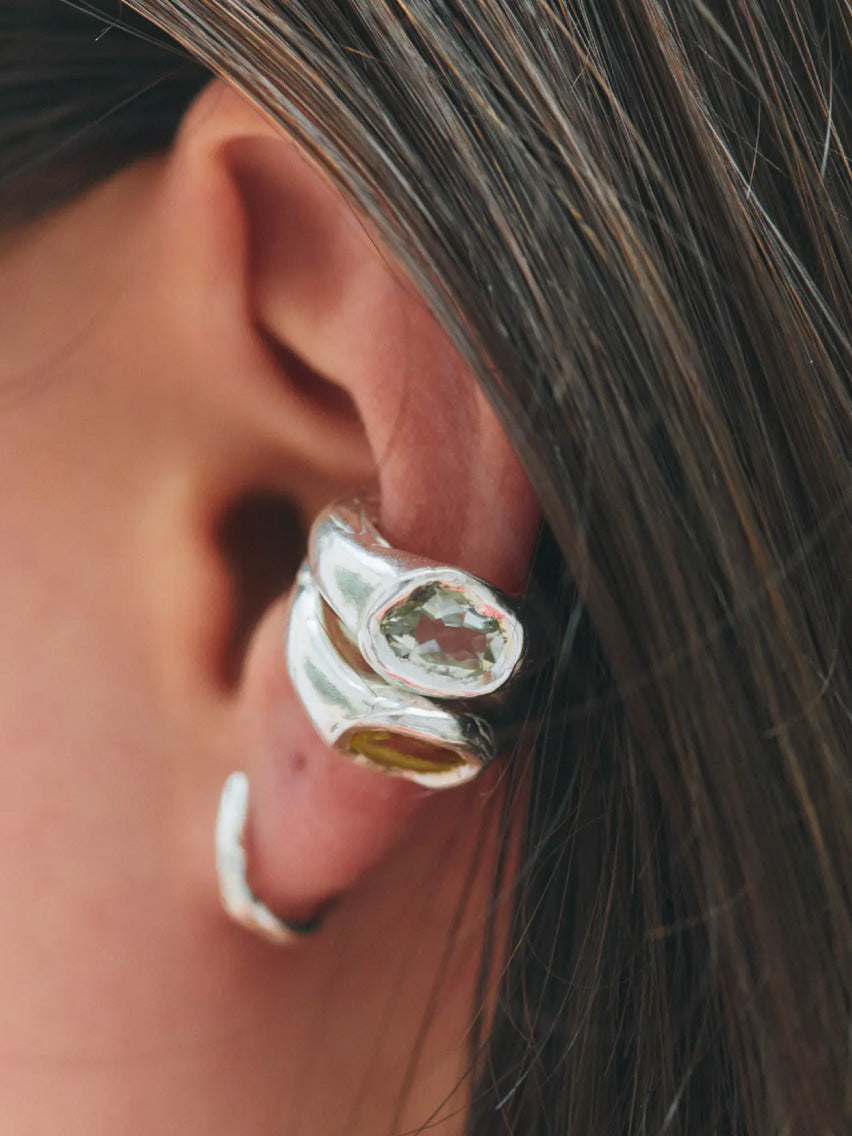 Faro Silver Blue Earcuff