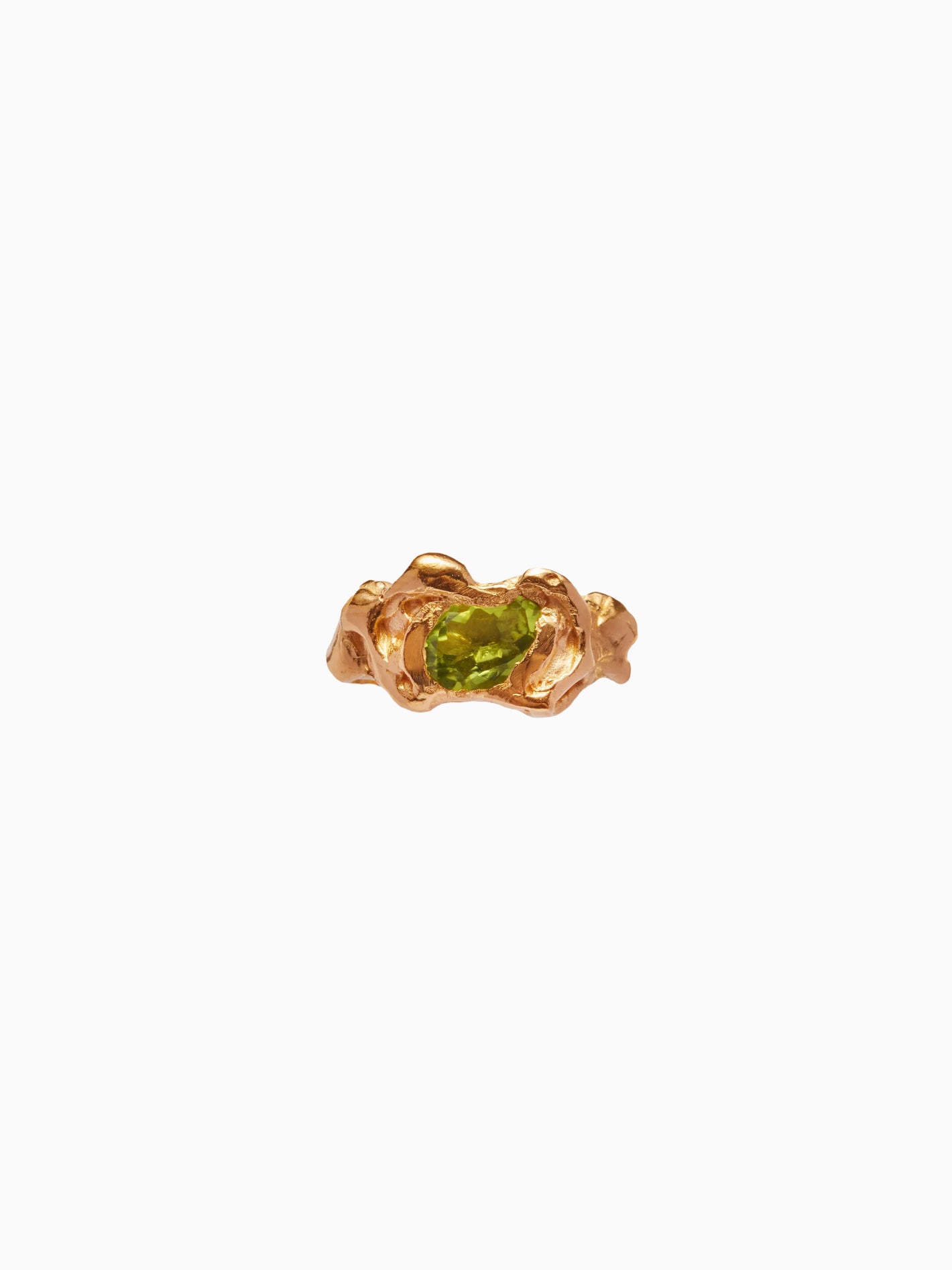 Ola Gold Pleated Green Ring