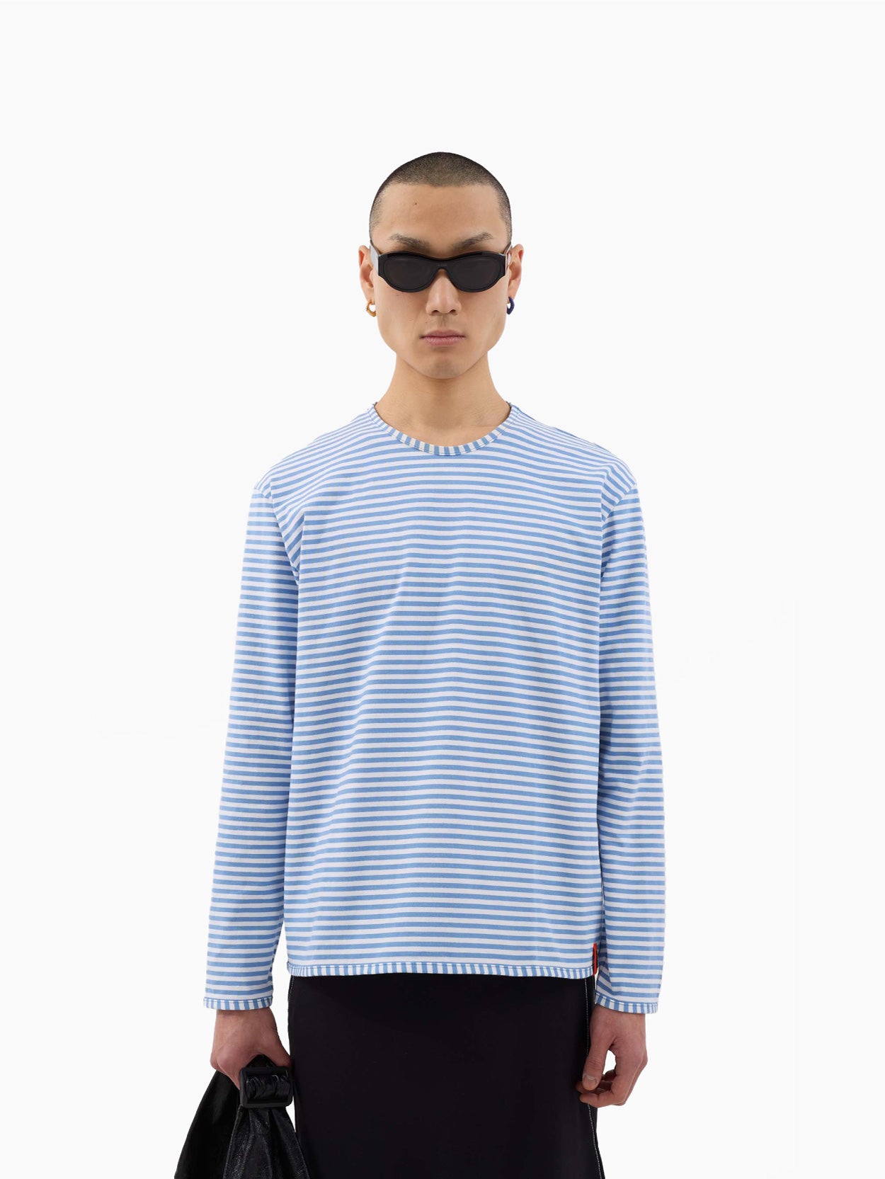 Classic Striped Longsleeve T-Shirt White/Azure Blue