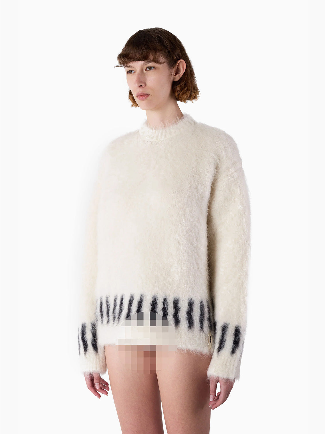 Hairy Knit Sweater Off White