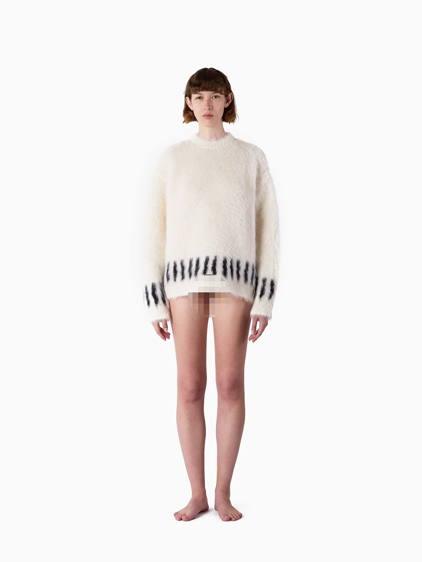 Hairy Knit Sweater Off White