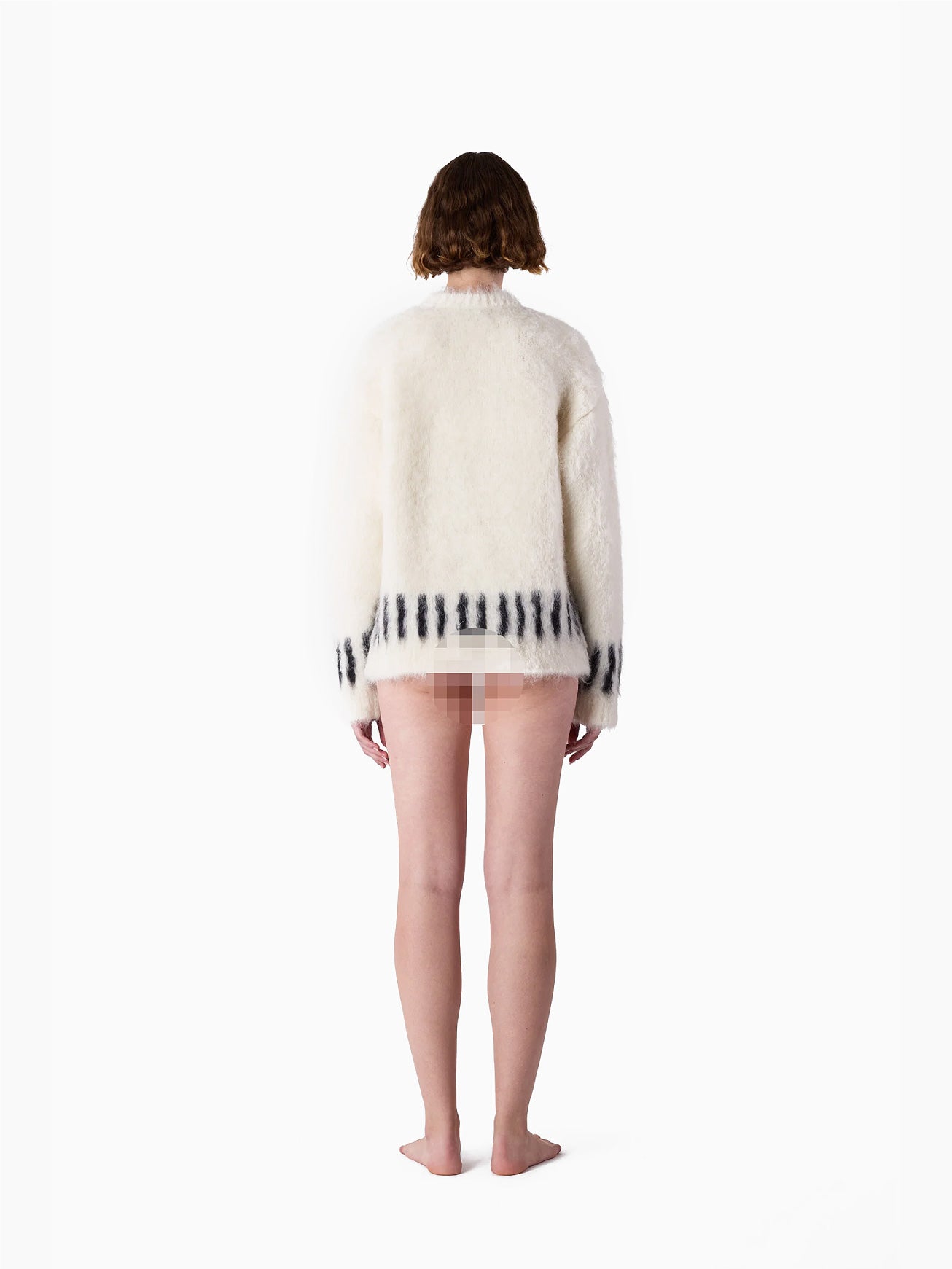 Hairy Knit Sweater Off White