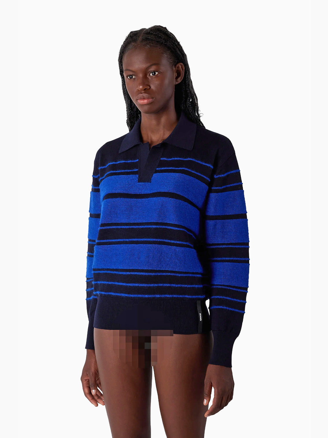 Striped Knit Polo Dark Blue/Blue