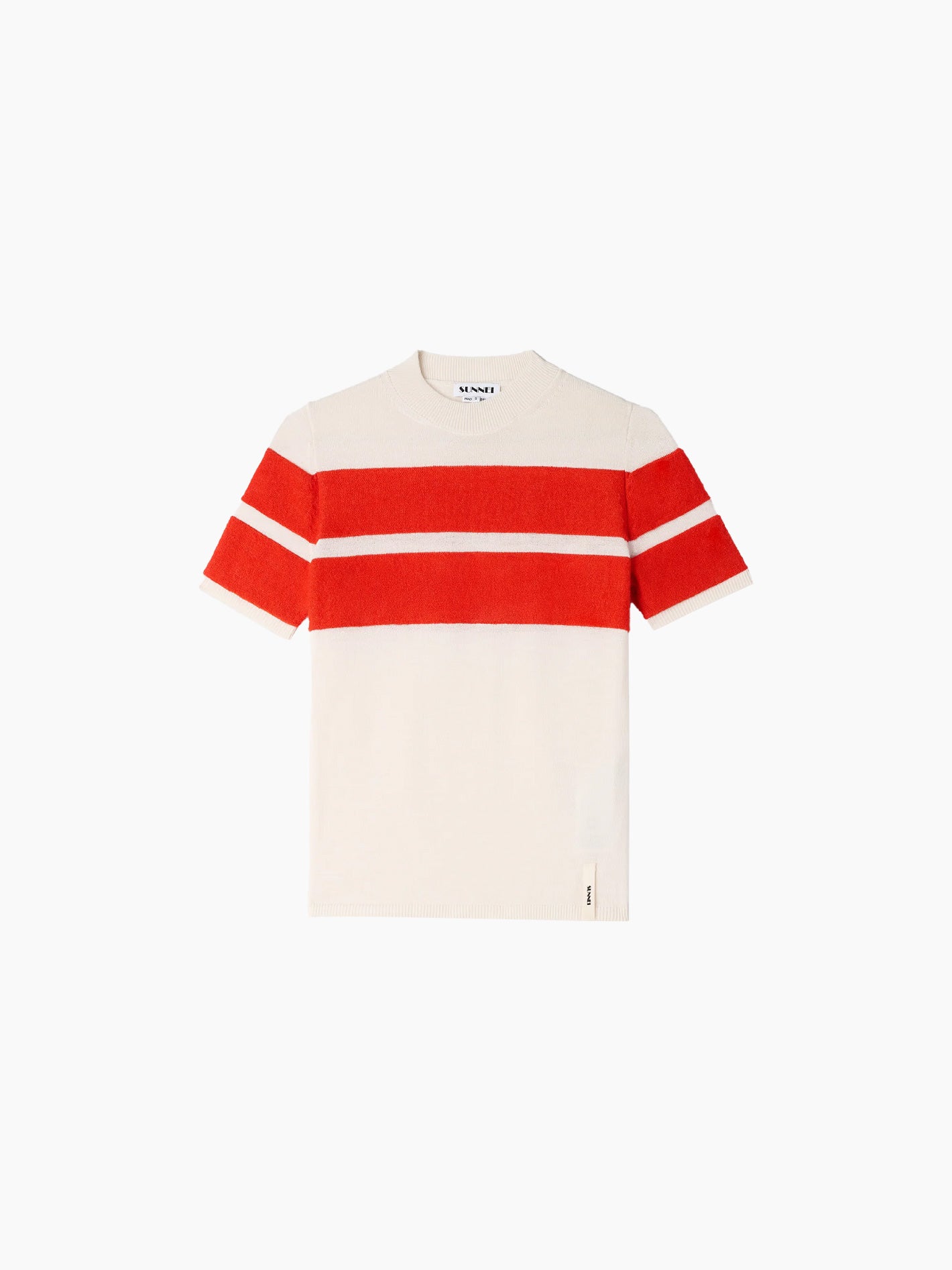 Striped Knit Top Off White/Acid Red