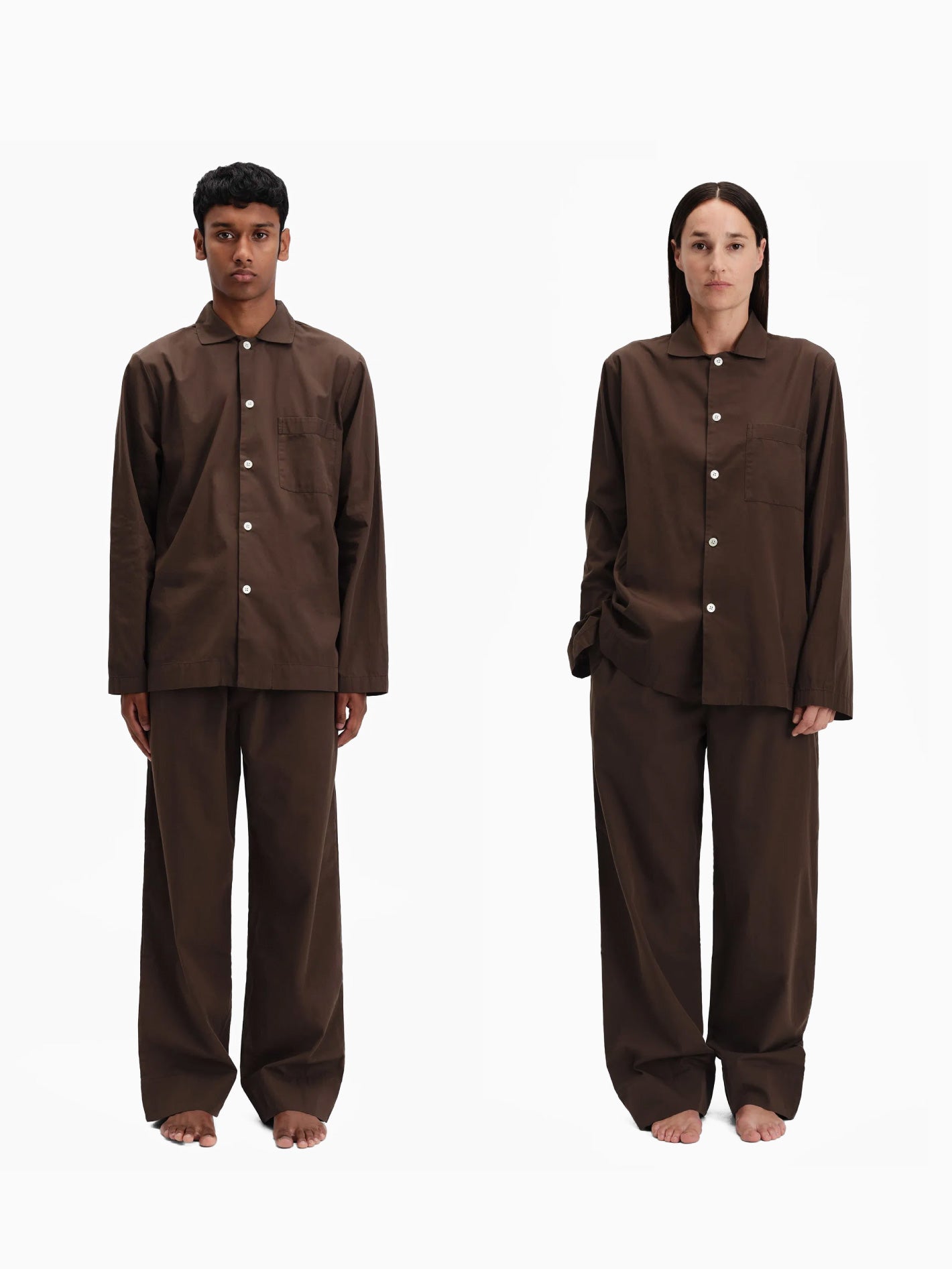 Poplin Pyjamas Shirt Coffee