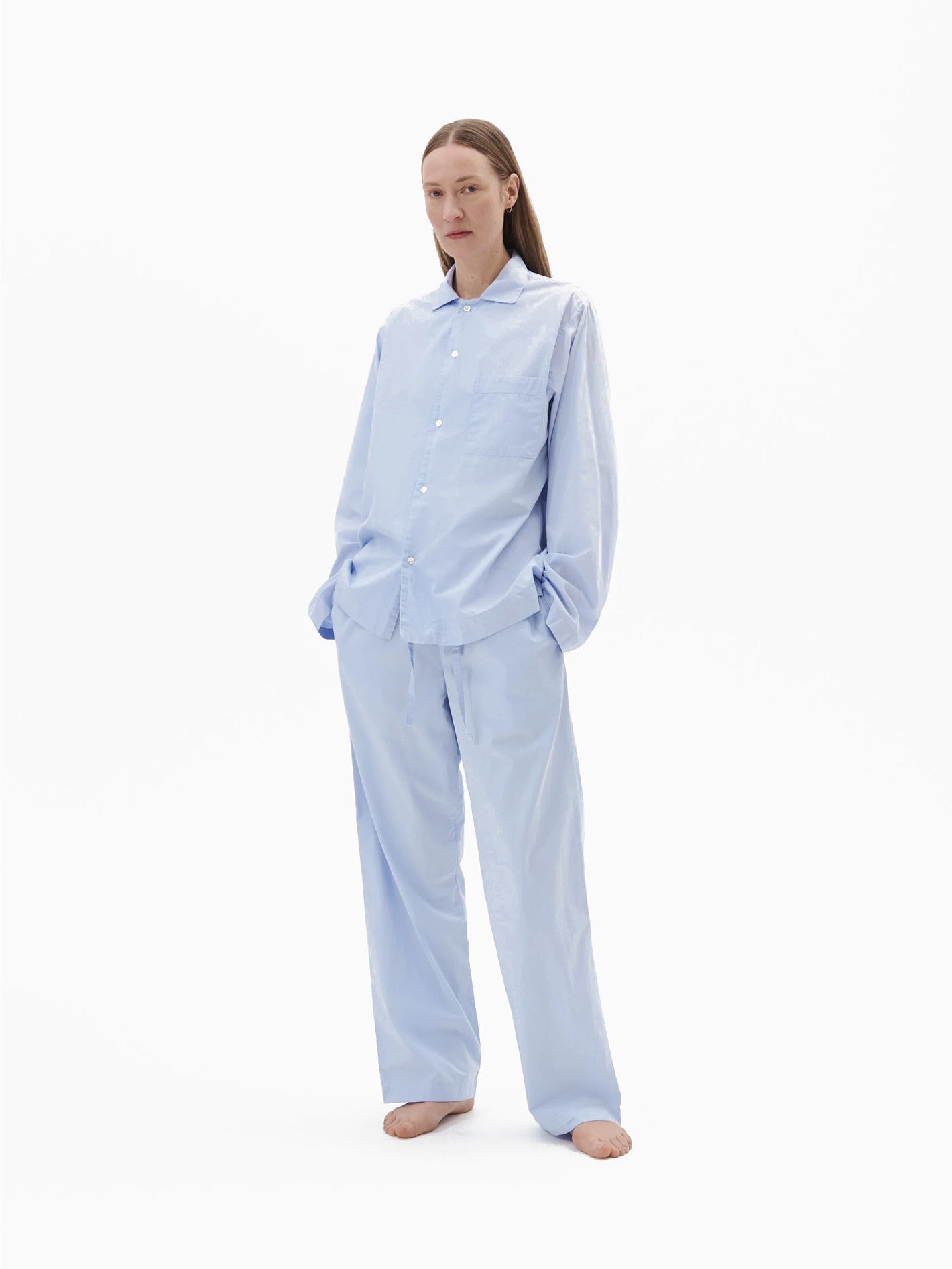 Poplin Pants Shirt Blue