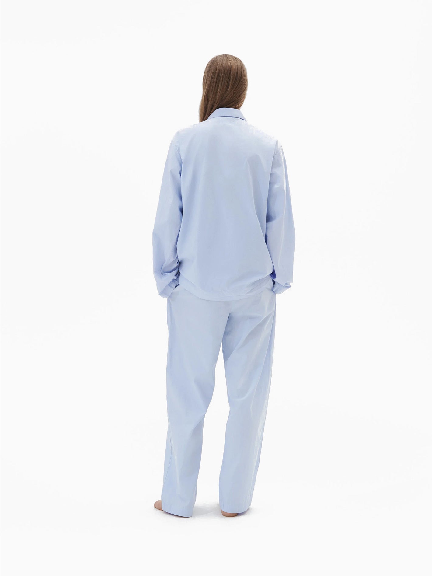 Poplin Pants Shirt Blue