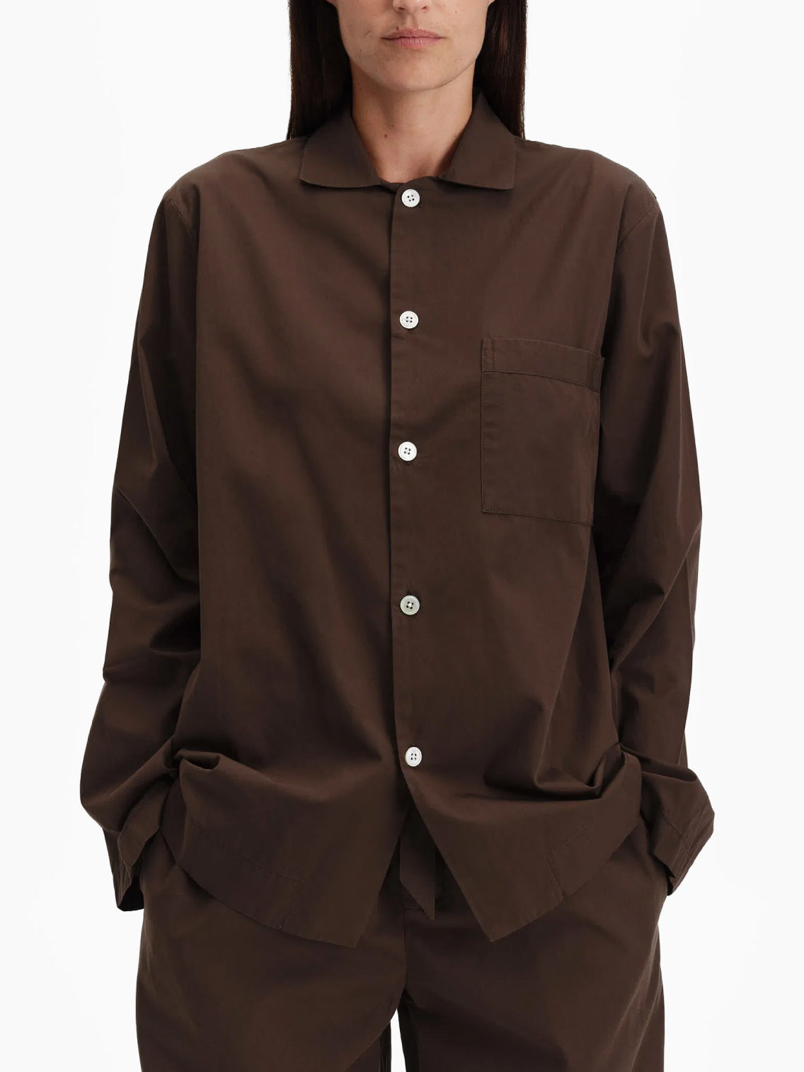 Poplin Pyjamas Shirt Coffee
