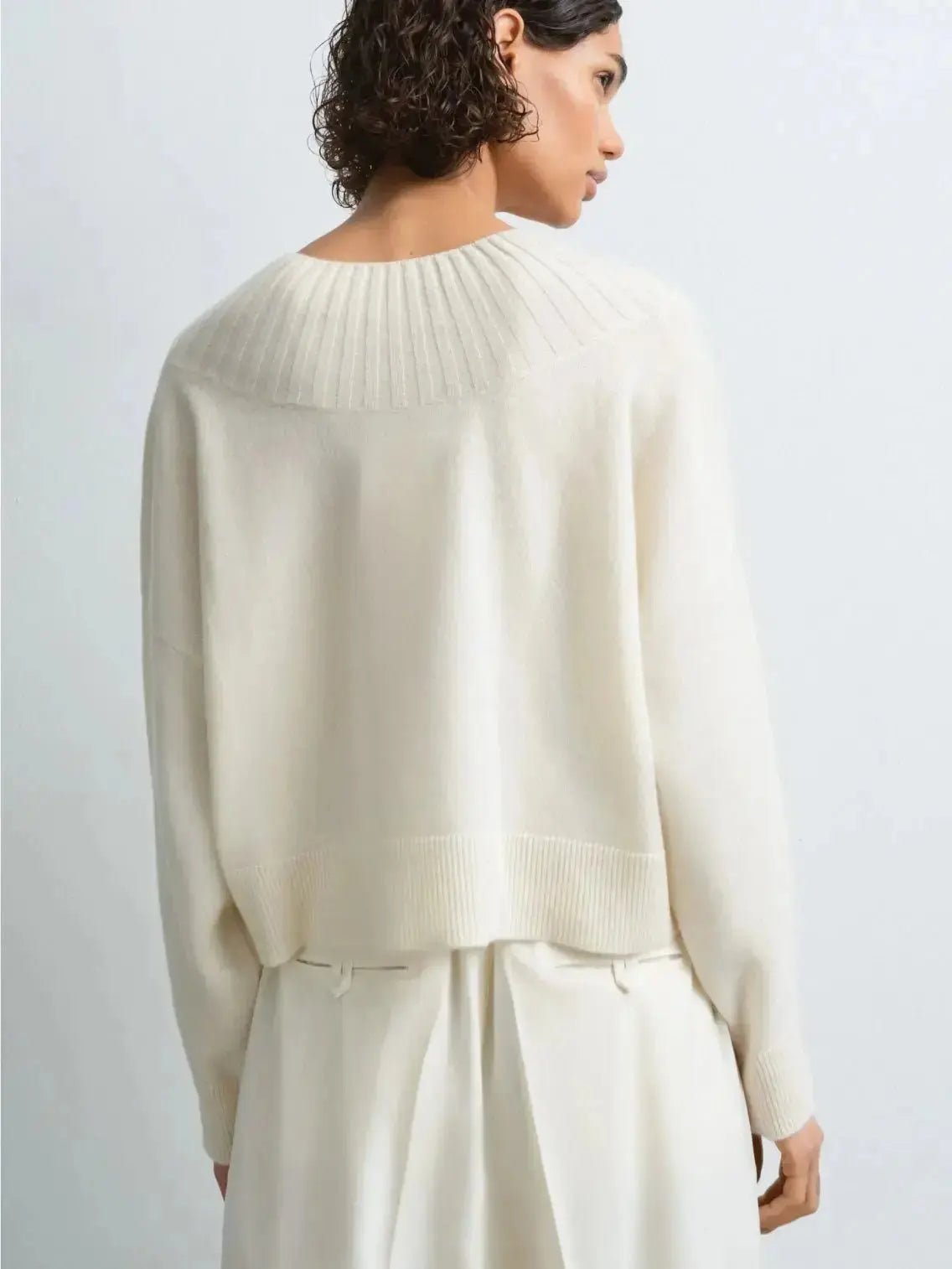 Cashmere Ribbed Neck Sweater Natural Cordera