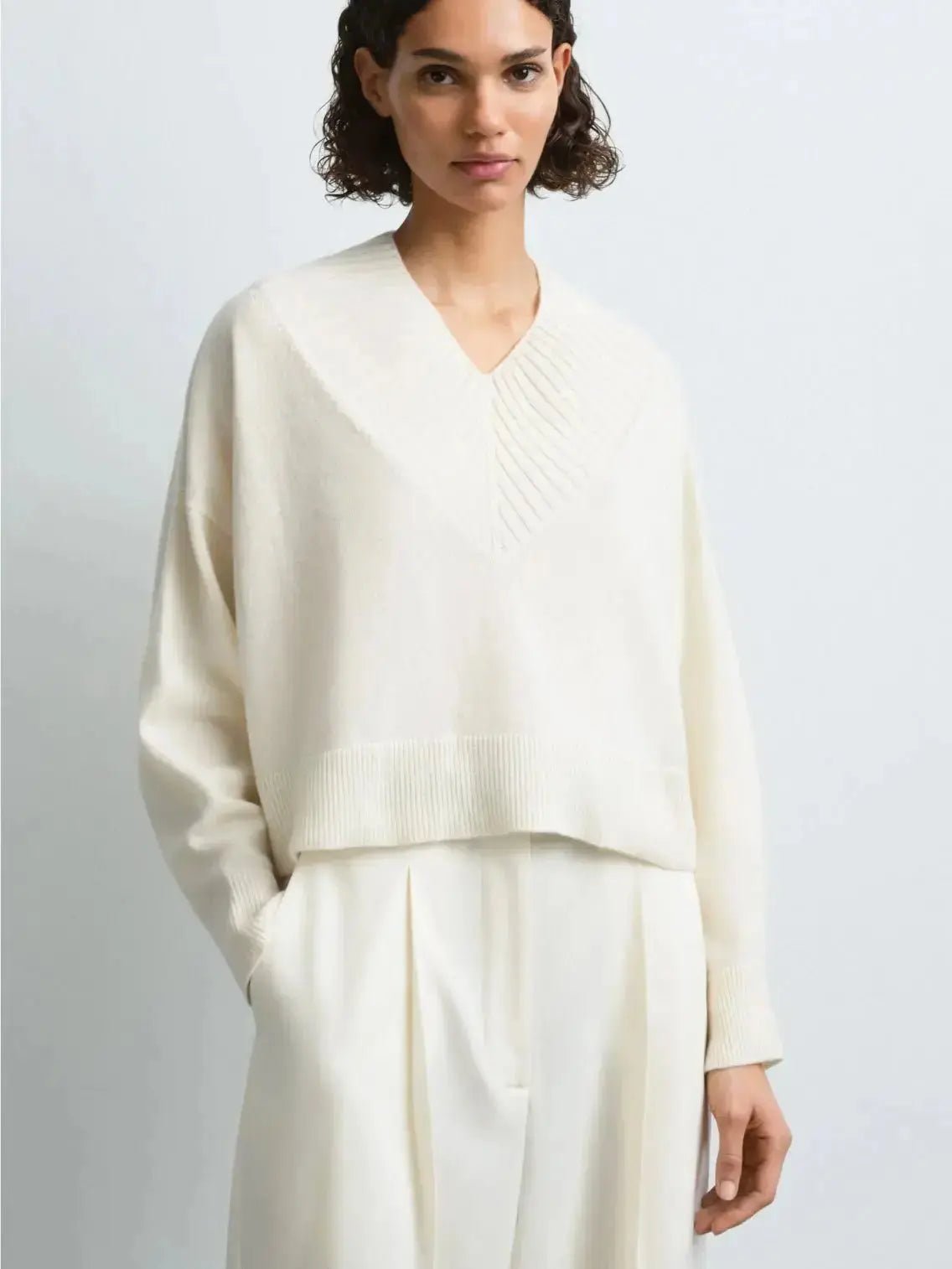 Cashmere Ribbed Neck Sweater Natural Cordera