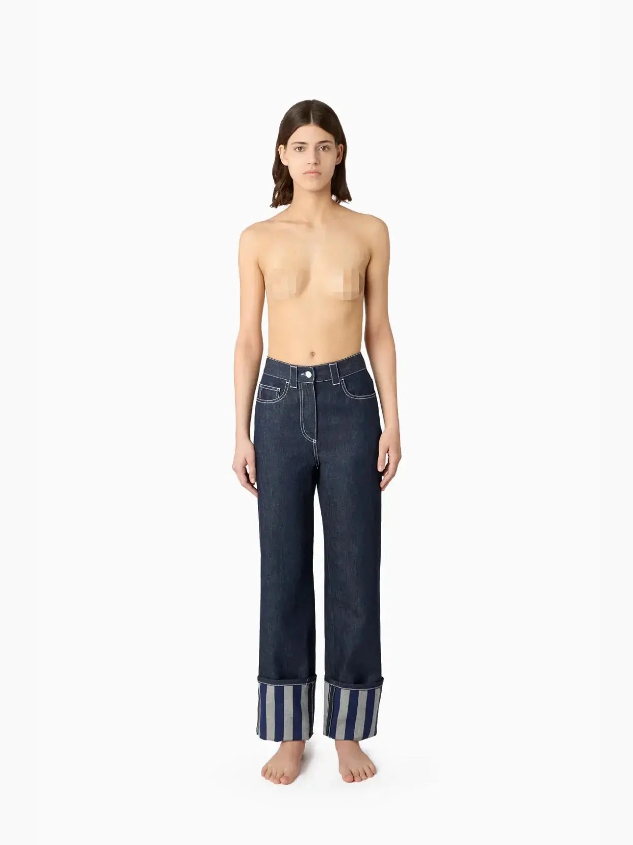 Classic Denim Pants Blue Stripes Sunnei