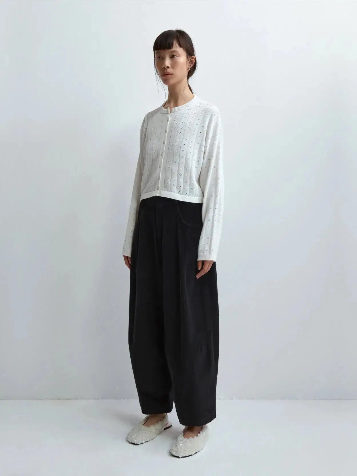 Corduroy Baggy Pants Black Cordera