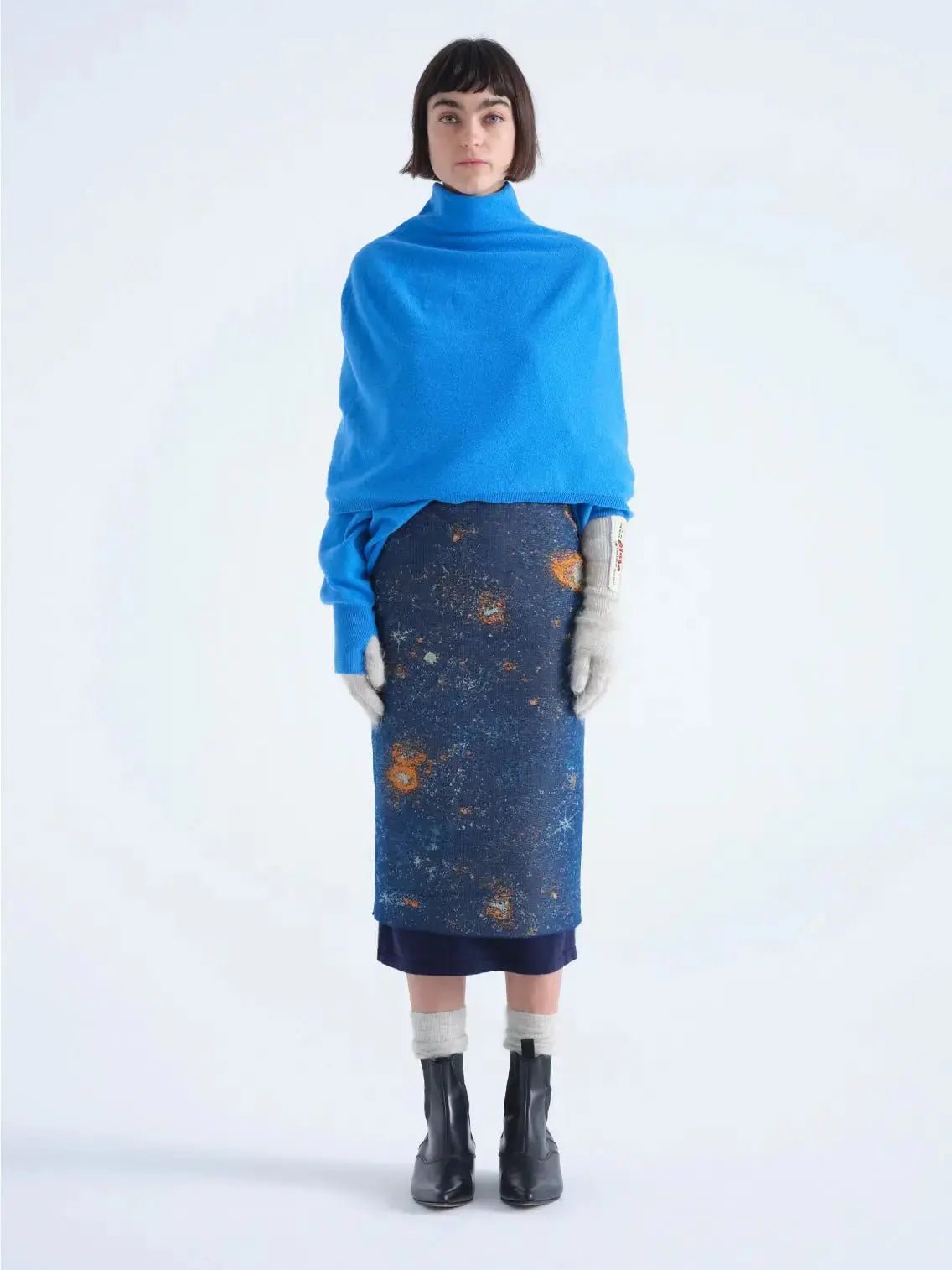 Galaxy Skirt Navy Bielo