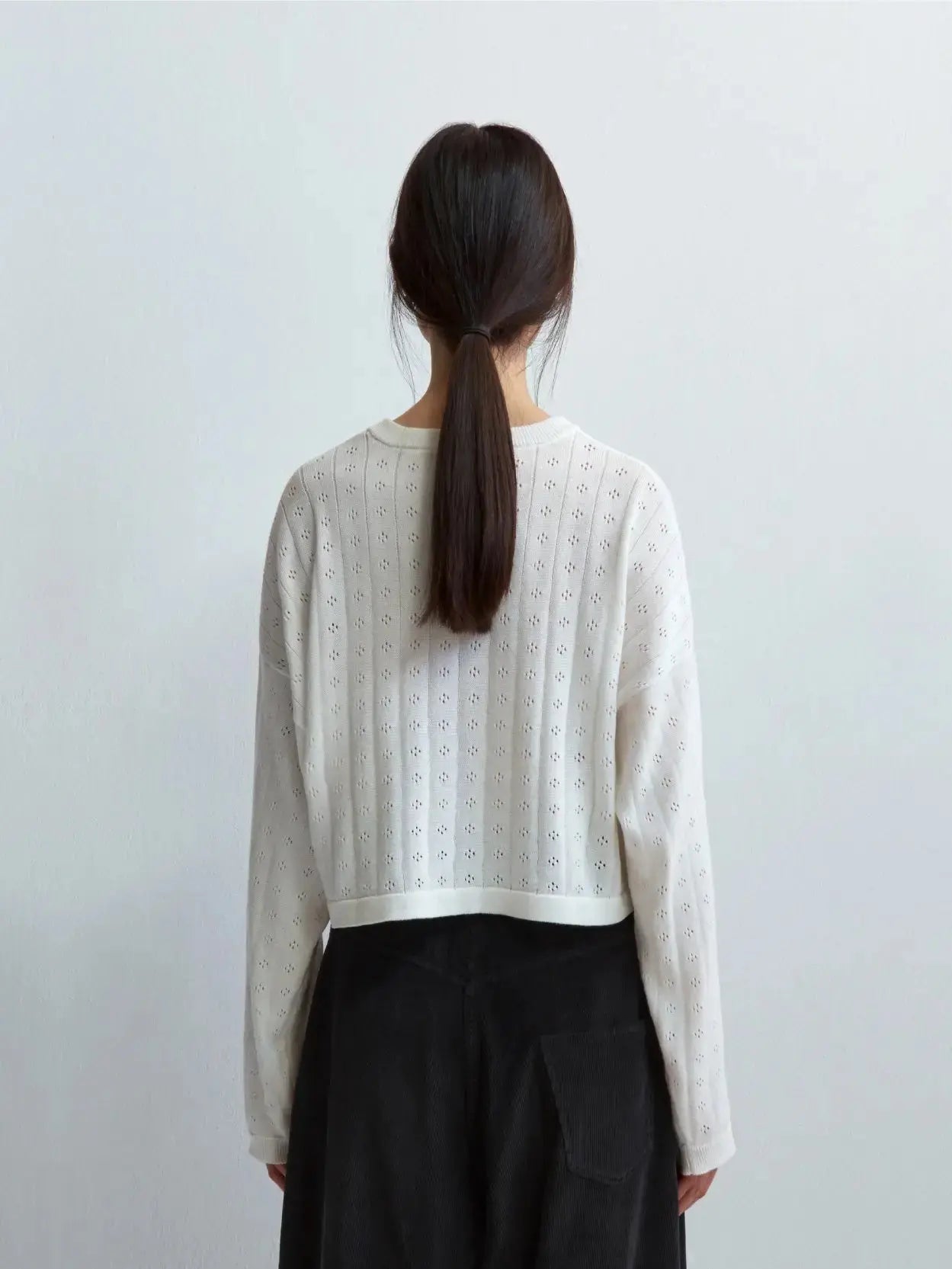 Knitted Perlé Cardigan White Cordera